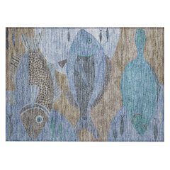 Machine Washable Indoor/Outdoor Chantille ACN2447 Brown 1'8" x 2'6" Rug