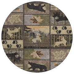 Machine Washable Indoor/Outdoor Chantille ACN2448 Black 8' x 8' Round Rug