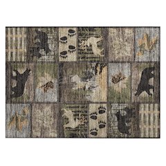 Machine Washable Indoor/Outdoor Chantille ACN2448 Black 1'8" x 2'6" Rug