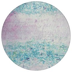 Machine Washable Indoor/Outdoor Chantille ACN2449 Teal 8' x 8' Round Rug