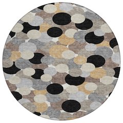 Machine Washable Indoor/Outdoor Chantille ACN2450 Black 8' x 8' Round Rug
