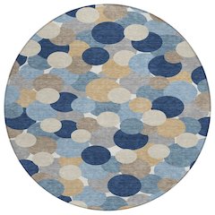 Machine Washable Indoor/Outdoor Chantille ACN2450 Blue 8' x 8' Round Rug