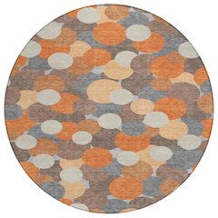 Machine Washable Indoor/Outdoor Chantille ACN2450 Orange 8' x 8' Round Rug