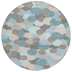 Machine Washable Indoor/Outdoor Chantille ACN2450 Teal 8' x 8' Round Rug