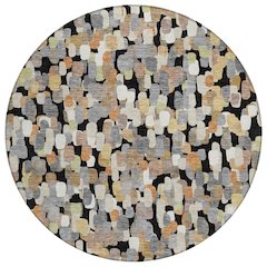 Machine Washable Indoor/Outdoor Chantille ACN2451 Black 8' x 8' Round Rug