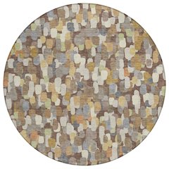 Machine Washable Indoor/Outdoor Chantille ACN2451 Brown 8' x 8' Round Rug