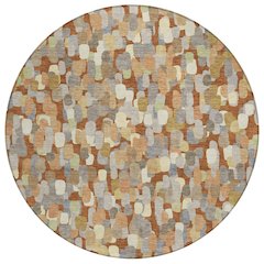 Machine Washable Indoor/Outdoor Chantille ACN2451 Orange 8' x 8' Round Rug