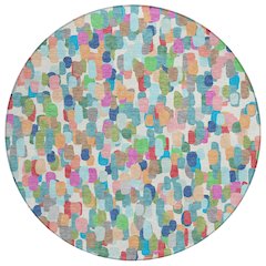 Machine Washable Indoor/Outdoor Chantille ACN2451 Teal 8' x 8' Round Rug