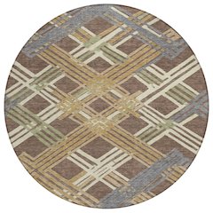 Machine Washable Indoor/Outdoor Chantille ACN2452 Brown 8' x 8' Round Rug