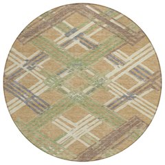 Machine Washable Indoor/Outdoor Chantille ACN2452 Gold 8' x 8' Round Rug