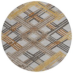 Machine Washable Indoor/Outdoor Chantille ACN2452 Gray 8' x 8' Round Rug