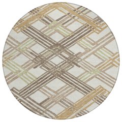 Machine Washable Indoor/Outdoor Chantille ACN2452 Ivory 8' x 8' Round Rug