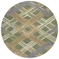 Machine Washable Indoor/Outdoor Chantille ACN2452 Green 8' x 8' Round Rug