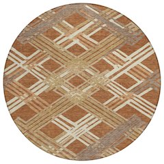 Machine Washable Indoor/Outdoor Chantille ACN2452 Orange 8' x 8' Round Rug