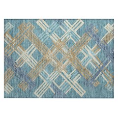 Machine Washable Indoor/Outdoor Chantille ACN2452 Teal 1'8" x 2'6" Rug