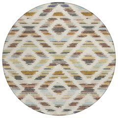 Machine Washable Indoor/Outdoor Chantille ACN2453 Brown 8' x 8' Round Rug