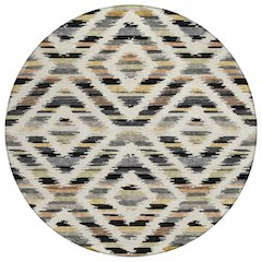Machine Washable Indoor/Outdoor Chantille ACN2453 Black 8' x 8' Round Rug