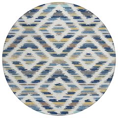 Machine Washable Indoor/Outdoor Chantille ACN2453 Blue 8' x 8' Round Rug