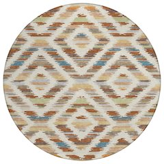 Machine Washable Indoor/Outdoor Chantille ACN2453 Orange 8' x 8' Round Rug