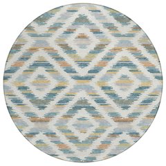 Machine Washable Indoor/Outdoor Chantille ACN2453 Teal 8' x 8' Round Rug