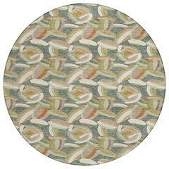 Machine Washable Indoor/Outdoor Chantille ACN2454 Green 8' x 8' Round Rug