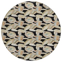 Machine Washable Indoor/Outdoor Chantille ACN2454 Black 8' x 8' Round Rug