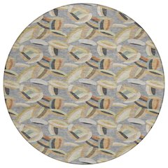Machine Washable Indoor/Outdoor Chantille ACN2454 Gray 8' x 8' Round Rug