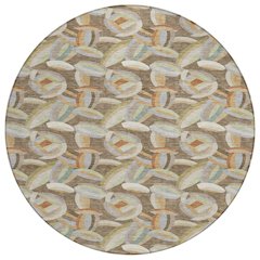 Machine Washable Indoor/Outdoor Chantille ACN2454 Brown 8' x 8' Round Rug