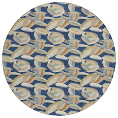 Machine Washable Indoor/Outdoor Chantille ACN2454 Blue 8' x 8' Round Rug