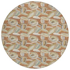 Machine Washable Indoor/Outdoor Chantille ACN2454 Orange 8' x 8' Round Rug