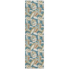 Machine Washable Indoor/Outdoor Chantille ACN2454 Teal 2'3" x 7'6" Runner Rug