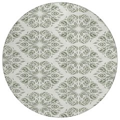 Machine Washable Indoor/Outdoor Chantille ACN2456 Green 8' x 8' Round Rug