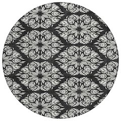 Machine Washable Indoor/Outdoor Chantille ACN2456 Black 8' x 8' Round Rug