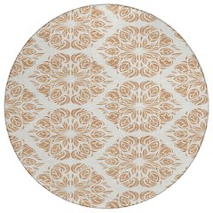 Machine Washable Indoor/Outdoor Chantille ACN2456 Orange 8' x 8' Round Rug