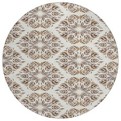 Machine Washable Indoor/Outdoor Chantille ACN2456 Brown 8' x 8' Round Rug