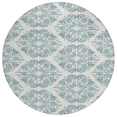 Machine Washable Indoor/Outdoor Chantille ACN2456 Teal 8' x 8' Round Rug