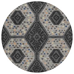 Machine Washable Indoor/Outdoor Chantille ACN2457 Gray 8' x 8' Round Rug