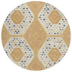 Machine Washable Indoor/Outdoor Chantille ACN2457 Gold 8' x 8' Round Rug