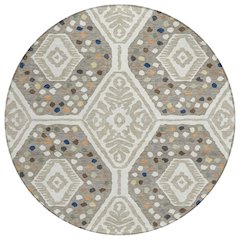 Machine Washable Indoor/Outdoor Chantille ACN2457 Ivory 8' x 8' Round Rug