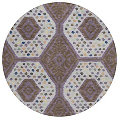 Machine Washable Indoor/Outdoor Chantille ACN2457 Purple 8' x 8' Round Rug