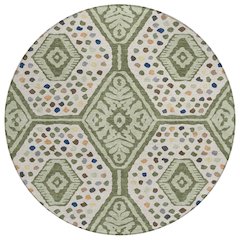 Machine Washable Indoor/Outdoor Chantille ACN2457 Green 8' x 8' Round Rug