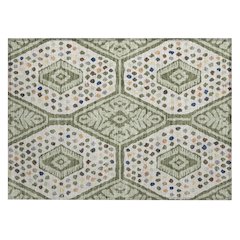 Machine Washable Indoor/Outdoor Chantille ACN2457 Green 1'8" x 2'6" Rug