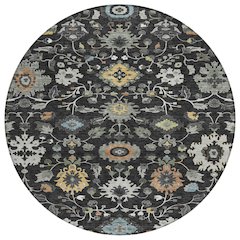 Machine Washable Indoor/Outdoor Chantille ACN2458 Black 8' x 8' Round Rug