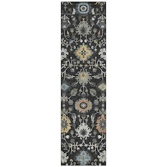 Machine Washable Indoor/Outdoor Chantille ACN2458 Black 2'3" x 7'6" Runner Rug