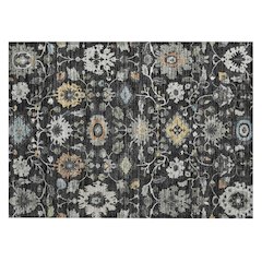 Machine Washable Indoor/Outdoor Chantille ACN2458 Black 1'8" x 2'6" Rug
