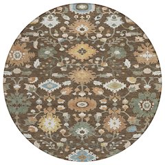 Machine Washable Indoor/Outdoor Chantille ACN2458 Brown 8' x 8' Round Rug