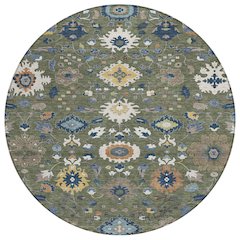 Machine Washable Indoor/Outdoor Chantille ACN2458 Green 8' x 8' Round Rug