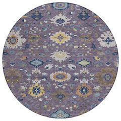 Machine Washable Indoor/Outdoor Chantille ACN2458 Purple 8' x 8' Round Rug
