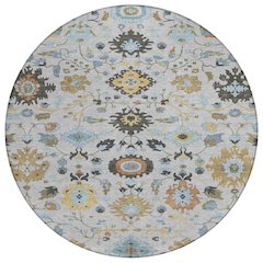 Machine Washable Indoor/Outdoor Chantille ACN2458 Gray 8' x 8' Round Rug