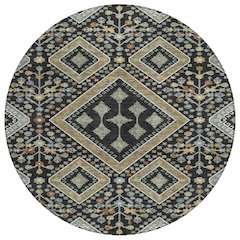 Machine Washable Indoor/Outdoor Chantille ACN2459 Black 8' x 8' Round Rug